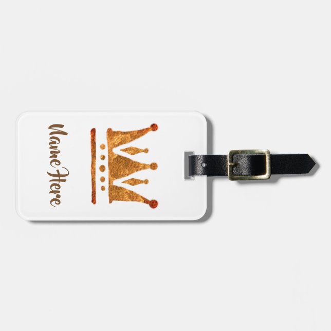 Golden Crown Personalised Luggae Tags (Front Horizontal)
