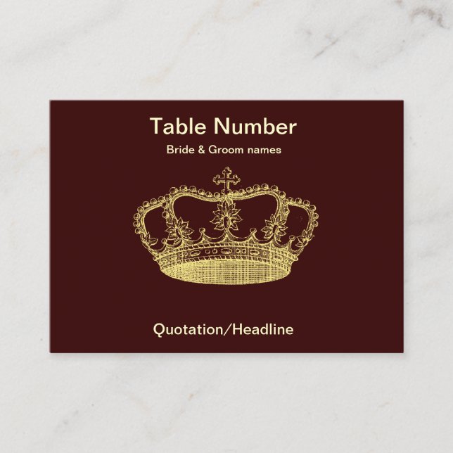 Golden Crown Reception Table Placecard (Front)