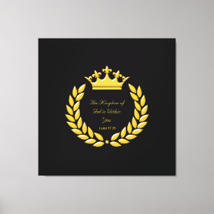 Golden Crown & The Kingdom of God Bible Verse Canvas Print