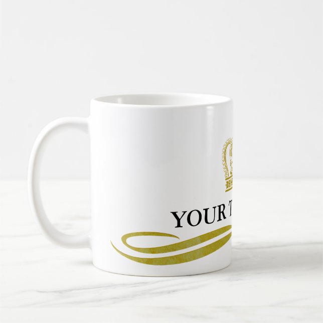 Golden Crown + your text & background Coffee Mug (Left)