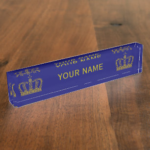 Golden Crown + your text Nameplate