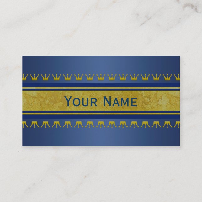 Golden Crowns Border + your text & background Business Card (Front)