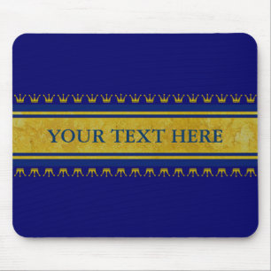 Golden Crowns Border + your text & background Mouse Pad