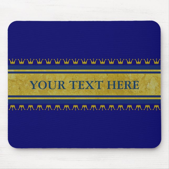 Golden Crowns Border + your text & background Mouse Pad (Front)