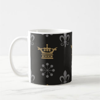 Golden Crowns On Black Wallpaper, seamless pattern Coffee Mug