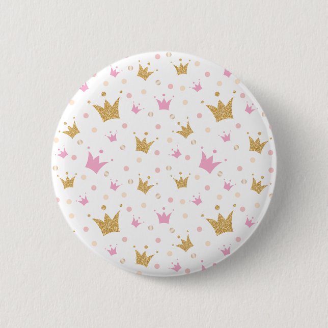 Golden Crowns Pattern 6 Cm Round Badge (Front)