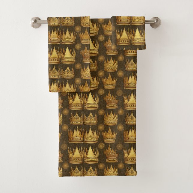 Golden Crowns Pattern  Bath Towel Set (Insitu)