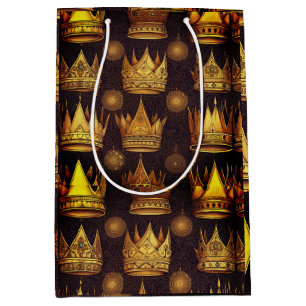 Golden Crowns Pattern  Medium Gift Bag