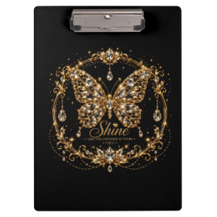 Golden Crystal Butterfly Shine Luxury Jewellery Ar Clipboard