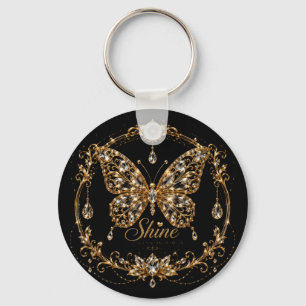 Golden Crystal Butterfly Shine Luxury Jewellery Ar Key Ring