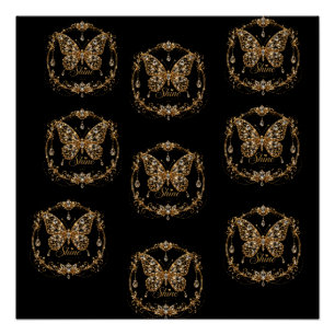 Golden Crystal Butterfly Shine Luxury Jewellery Ar Poster