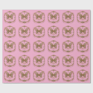 Golden Crystal Butterfly Shine Luxury Jewellery Ar Wrapping Paper