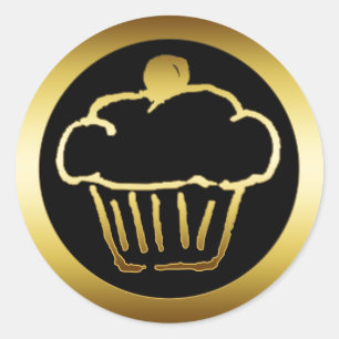 GOLDEN CUPCAKE CLASSIC ROUND STICKER