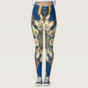 Golden Curls, Oriental Vintage Pattern. Leggings
