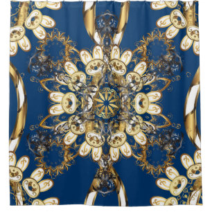 Golden Curls, Oriental Vintage Pattern. Shower Curtain