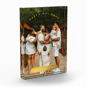 Golden Custom Photo Family Christmas Block