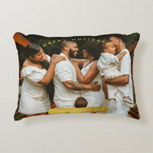 Golden Custom Photo Family Christmas Decorative Cushion