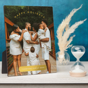 Golden Custom Photo Family Christmas Plaque