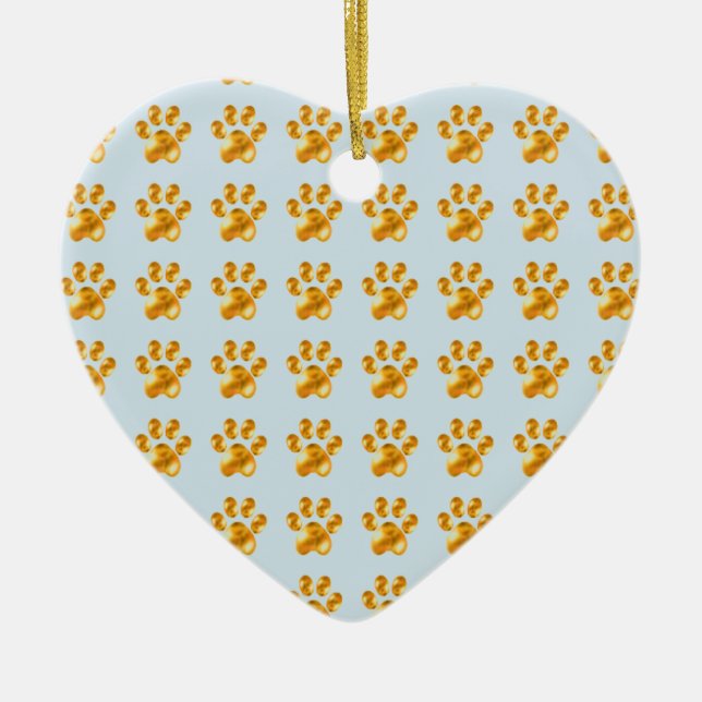 Golden cute little paws ceramic tree decoration (Front)