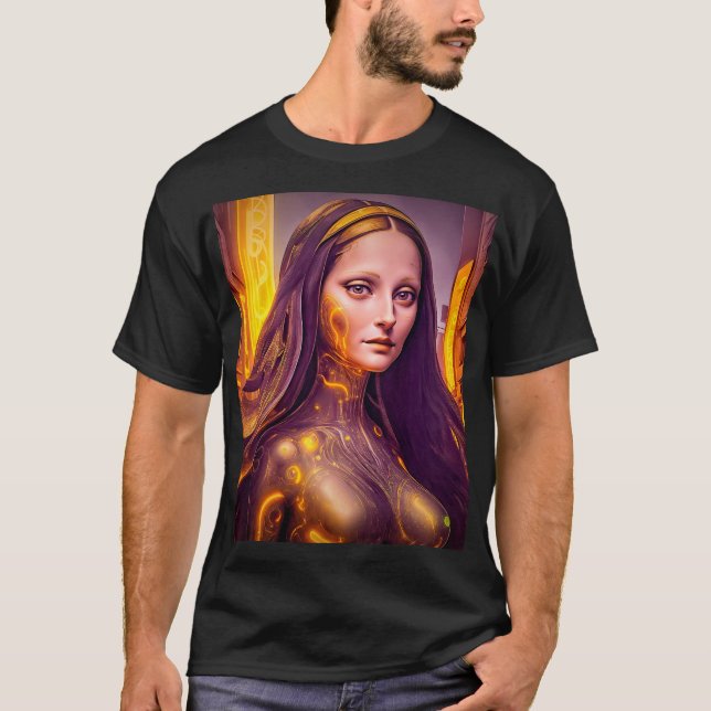 Golden Cyborg Mona Lisa T-Shirt (Front)