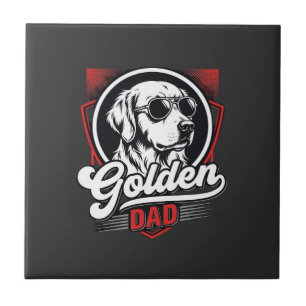 Golden Dad Golden Retriever Sunglasses Design Tile