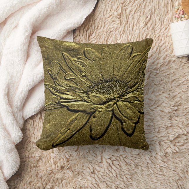 Golden Daisy Floral Art Cushion (Blanket)