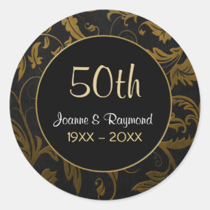 Golden Damask 50th Anniversary - Customise Classic Round Sticker