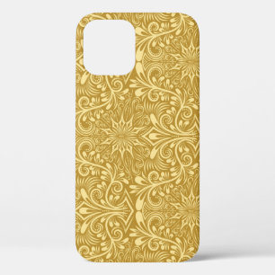 Golden Damask Baroque Floral Pattern iPhone 12 Case