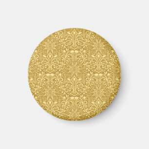 Golden Damask Baroque Floral Pattern Magnet