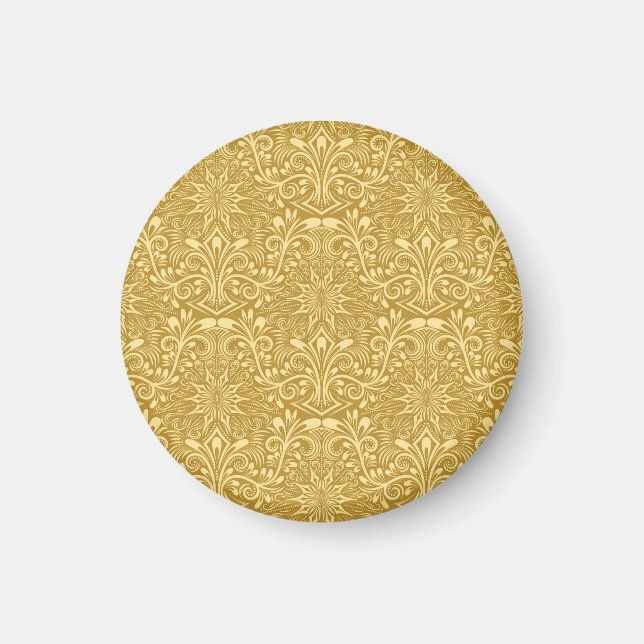 Golden Damask Baroque Floral Pattern Magnet (Front)