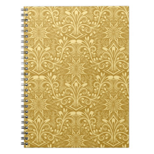 Golden Damask Baroque Floral Pattern Notebook