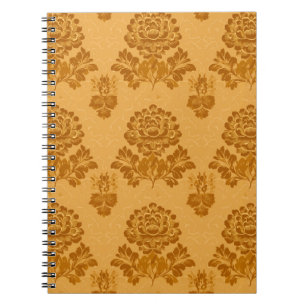 Golden Damask Floral Pattern Notebook