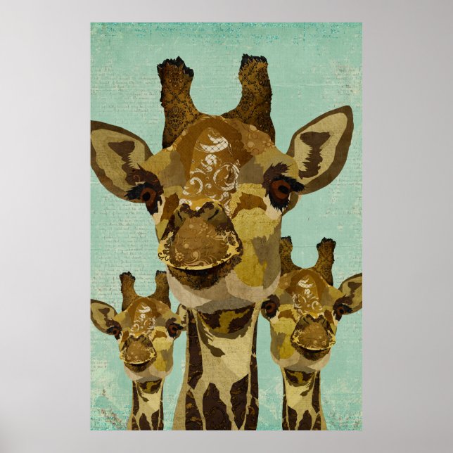 Golden Damask Giraffes  Art Poster (Front)