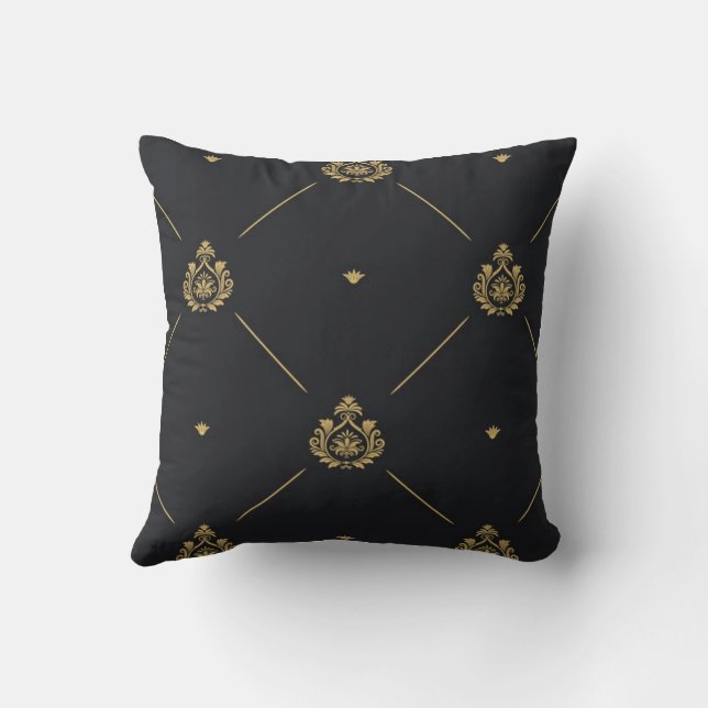 Golden Damask Pattern Cushion (Back)