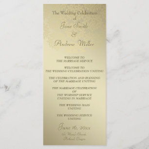 Golden Damask pattern Wedding Programs Programme