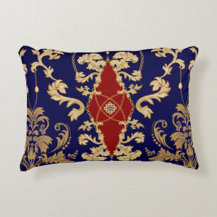Golden Damask seamless pattern. Vintage indian wal Decorative Cushion