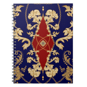 Golden Damask seamless pattern. Vintage indian wal Notebook