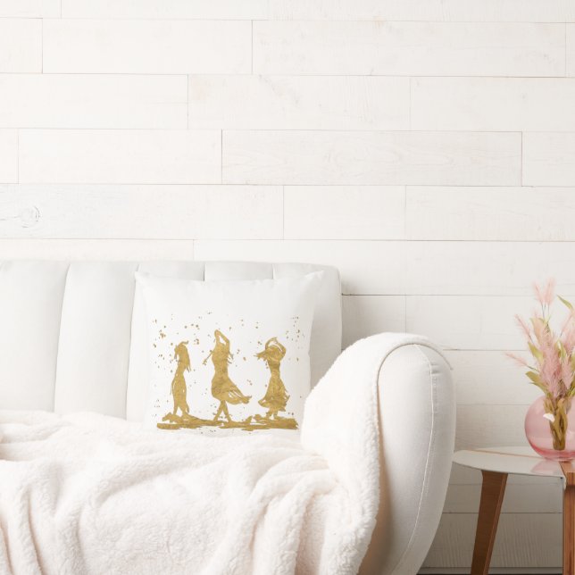 Golden Dancing Witches Cushion (Couch)