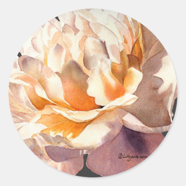 Golden Dark Peony Wedding Envelope Seals (Front)