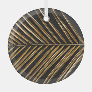 Golden Date Palm Leaf: Black Minimalist Glass Tree Decoration