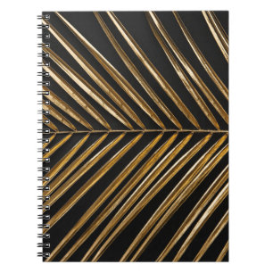 Golden Date Palm Leaf: Black Minimalist Notebook