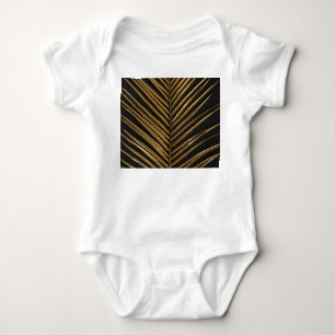 Golden Date Palm: Minimalist Black Background Baby Bodysuit