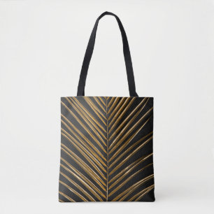Golden Date Palm: Minimalist Black Background Tote Bag