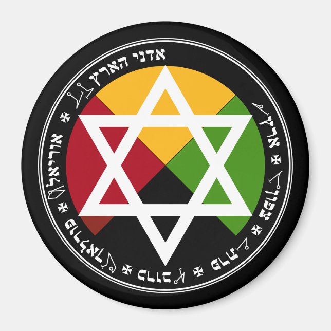 Golden Dawn Earth Pentacle on Black Magnet (Front)