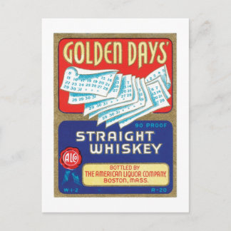 Golden Days Straight Whiskey Postcard