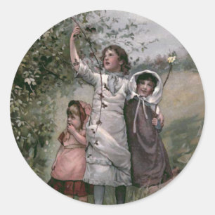 Golden Days Vintage Book Illustration Classic Round Sticker