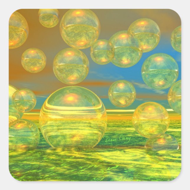 Golden Days - Yellow & Azure Tranquillity Square Sticker (Front)