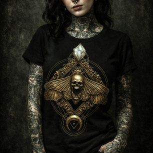 Golden Death Head Moth Skull   Mystical Insect Poster