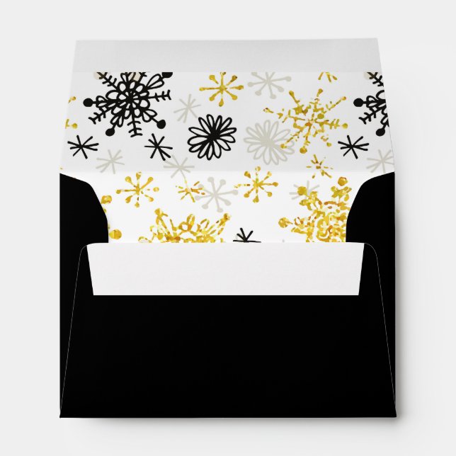 Golden Decorated Christmas Pattern 3 Envelope (Back (Bottom))