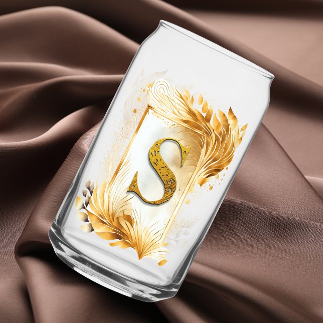 Golden Decorated Monogram S Can Glass (Creator Uploaded)